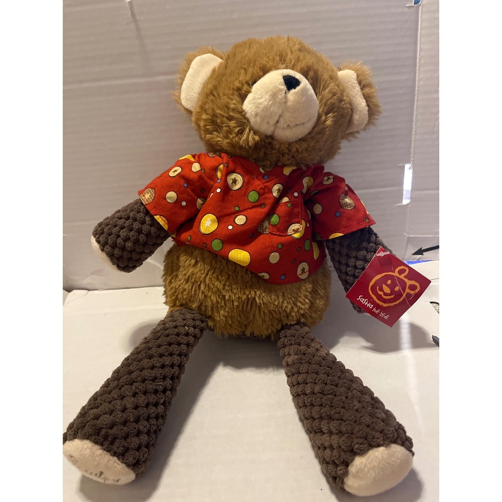Scentsy Buddy Sasha the Bear Plush 2010 Retired Brown Red Shirt Scent Pak Pocket